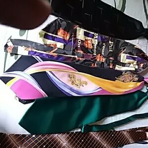 5 Colorful Printed Silk Ties- Pink, Purple, Yellow, Black